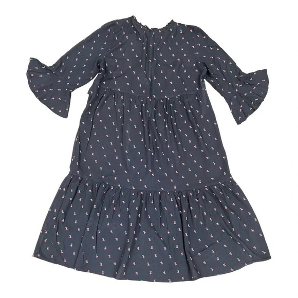 Ann Taylor LOFT 3/4 Sleeve Black Floral Print Midi Dress - Picture 4 of 7